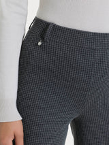 Pantalone ampio con tasche e micro check in Eco Jacquard Neri Donna - Ragno