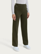 Pantalone ampio con tasche e micro check in Eco Jacquard Verdi Donna - Ragno