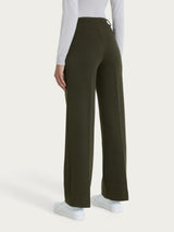 Pantalone ampio con tasche e micro check in Eco Jacquard Verdi Donna - Ragno