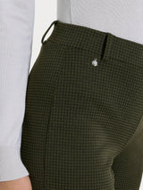 Pantalone ampio con tasche e micro check in Eco Jacquard Verdi Donna - Ragno