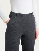 Pantalone dritto con tasche e micro check in Eco Jacquard Neri Donna - Ragno