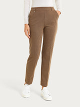 Pantalone dritto con tasche e micro check in Eco Jacquard Marroni Donna - Ragno