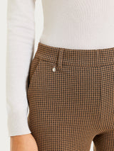 Pantalone dritto con tasche e micro check in Eco Jacquard Marroni Donna - Ragno