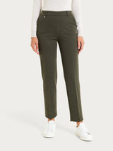 Pantalone dritto con tasche e micro check in Eco Jacquard Verdi Donna - Ragno