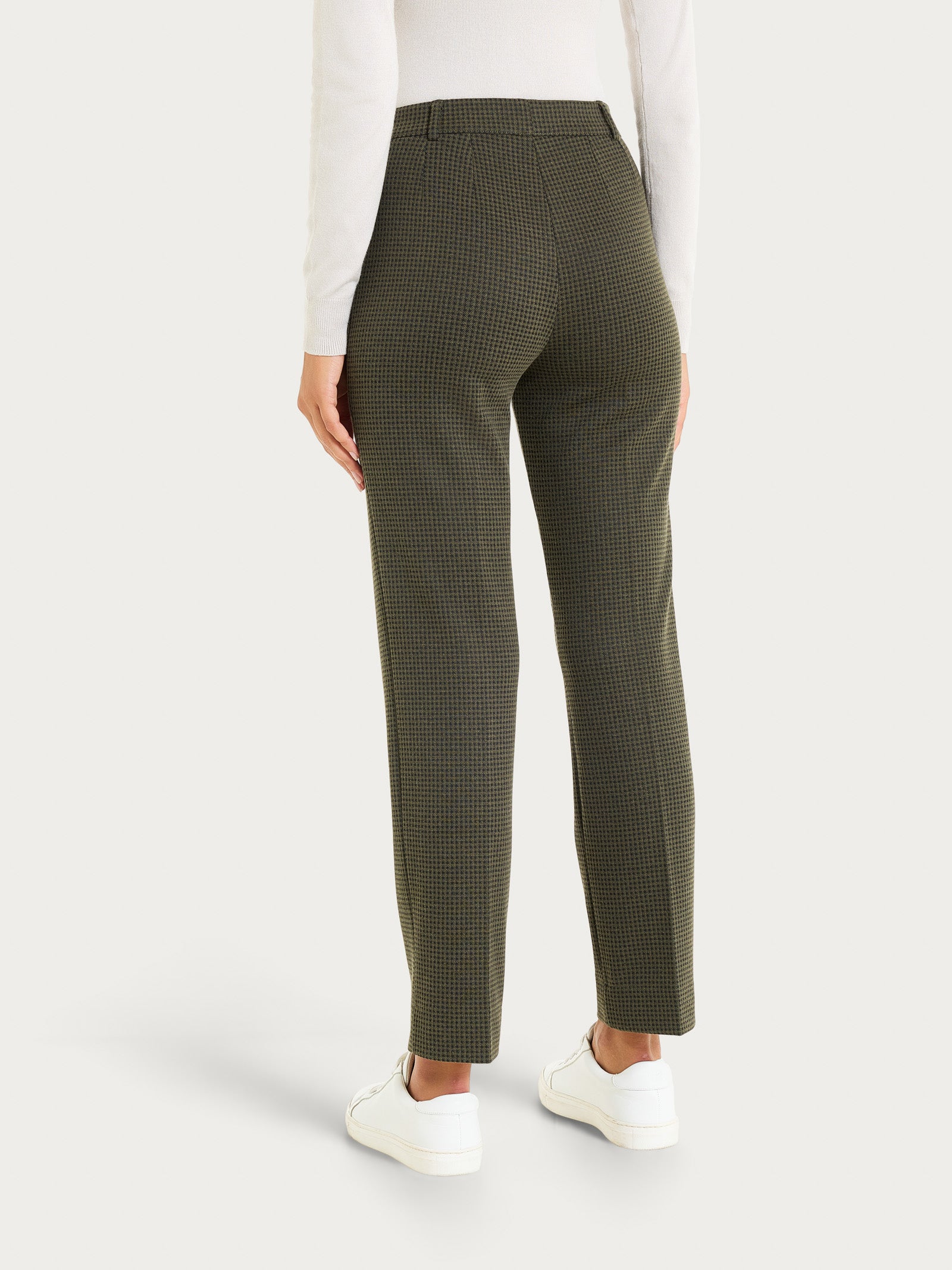 Pantalone dritto con tasche e micro check in Eco Jacquard  Verdi Donna - Ragno