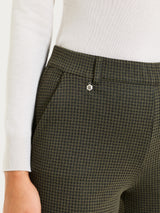 Pantalone dritto con tasche e micro check in Eco Jacquard Verdi Donna - Ragno