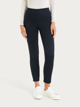 Pantalone a sigaretta con spacchetti e micro check in Eco Jacquard Blu Donna - Ragno