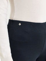 Pantalone a sigaretta con spacchetti e micro check in Eco Jacquard Blu Donna - Ragno