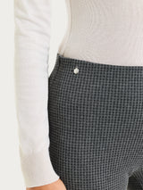 Pantalone a sigaretta con spacchetti e micro check in Eco Jacquard Neri Donna - Ragno