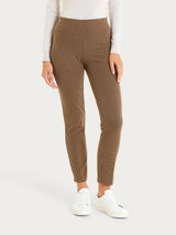 Pantalone a sigaretta con spacchetti e micro check in Eco Jacquard Marroni Donna - Ragno