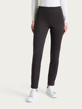 Pantalone a sigaretta con spacchetti e micro check in Eco Jacquard Marroni Donna - Ragno
