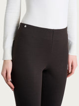 Pantalone a sigaretta con spacchetti e micro check in Eco Jacquard Marroni Donna - Ragno