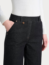 Jeans ampio alla caviglia con tasche in Heritage Denim Neri Donna - Ragno