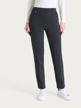 Pantalone dritto con tasche e fantasia check in Eco Jacquard  Neri Donna - Ragno