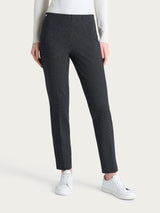 Pantalone a sigaretta con spacchetti e fantasia check in Eco Jacquard Neri Donna - Ragno