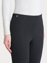 Pantalone a sigaretta con spacchetti e fantasia check in Eco Jacquard Neri Donna - Ragno