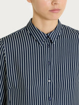 Camicia a righe in Winter Voile di Viscosa Satin Blu Donna - Ragno