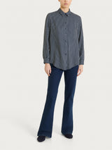 Camicia a righe in Winter Voile di Viscosa Satin Blu Donna - Ragno