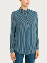 Camicia a righe in Winter EcoSeta Blu Donna - Ragno