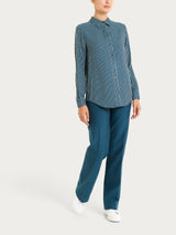 Camicia a righe in Winter EcoSeta Blu Donna - Ragno