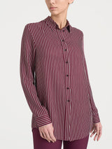 Camicia a righe in Winter EcoSeta Viola Donna - Ragno