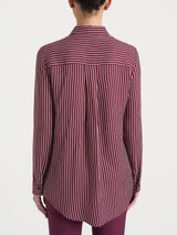 Camicia a righe in Winter EcoSeta Viola Donna - Ragno