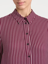 Camicia a righe in Winter EcoSeta Viola Donna - Ragno