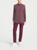 Camicia a righe in Winter EcoSeta Viola Donna - Ragno