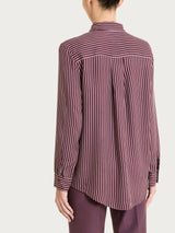 Camicia a righe in Winter Voile di Viscosa Satin Viola Donna - Ragno