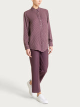 Camicia a righe in Winter Voile di Viscosa Satin Viola Donna - Ragno