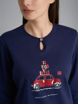 Pigiama con scollo a goccia e dettaglio in Interlock di cotone 40-54 Rossi Donna - Ragno