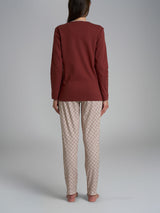 Pigiama con scollo a goccia e dettaglio in Interlock di cotone 40-54 Rossi Donna - Ragno