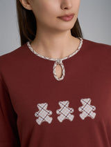 Pigiama con scollo a goccia e dettaglio in Interlock di cotone 40-54 Rossi Donna - Ragno