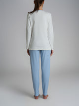 Pigiama con scollo a goccia e dettaglio in Interlock di cotone 40-54 Azzurri Donna - Ragno