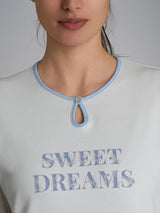 Pigiama con scollo a goccia e dettaglio in Interlock di cotone 40-54 Azzurri Donna - Ragno