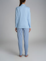 Pigiama a serafino con colletto in Interlock di cotone Azzurri Donna - Ragno
