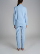 Pigiama aperto con colletto in Interlock di cotone Azzurri Donna - Ragno