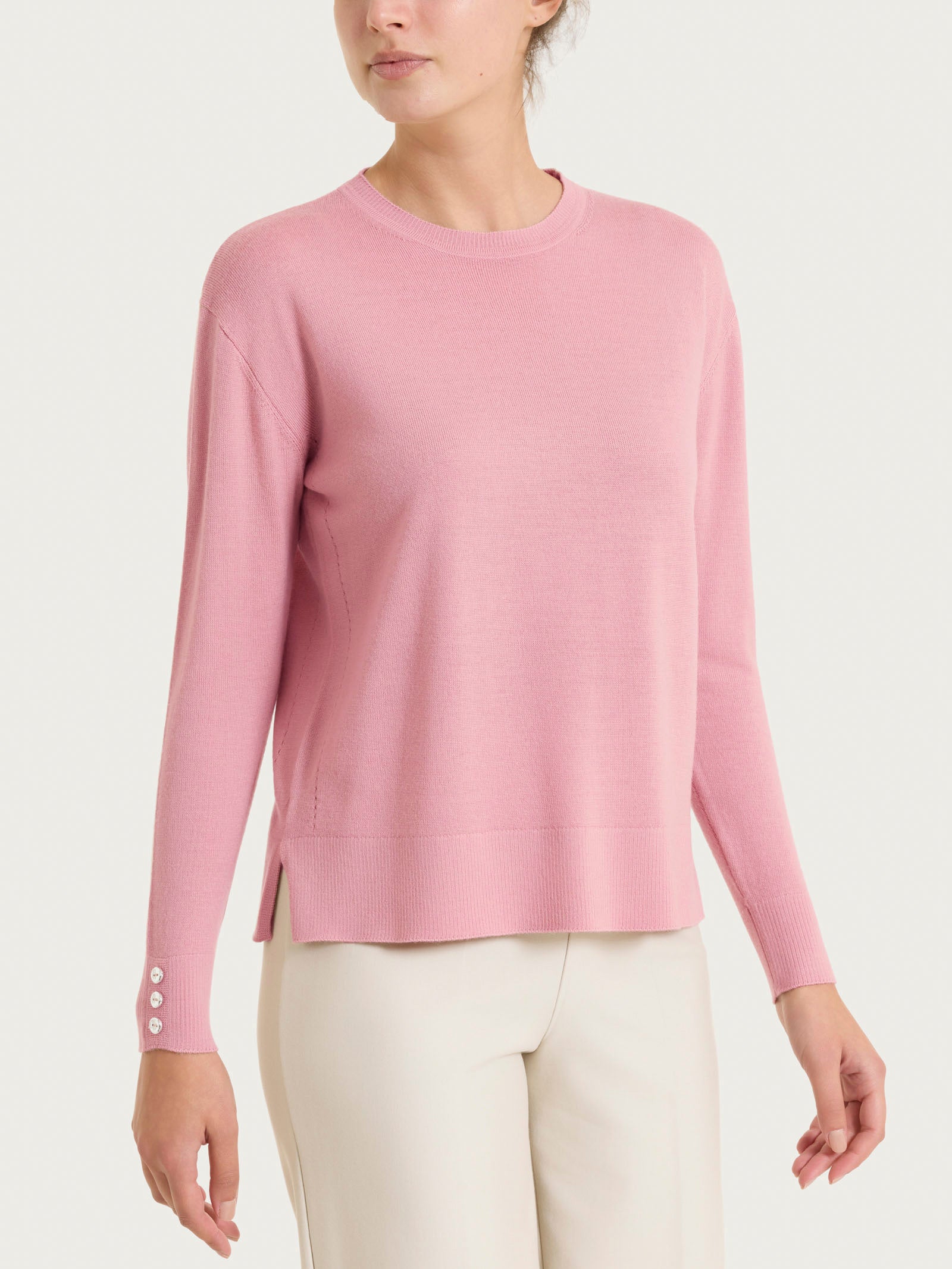 Maglia Girocollo In Merino Soft - Lilas - Foto 8