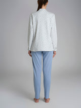 Pigiama a serafino con pieghe in Interlock di cotone 40-54 Azzurri Donna - Ragno