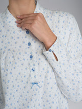 Pigiama a serafino con pieghe in Interlock di cotone 40-54 Azzurri Donna - Ragno