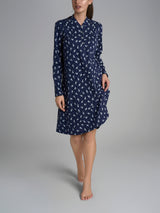 Camicia da notte con pieghe in Interlock di cotone 40-54 Blu Donna - Ragno