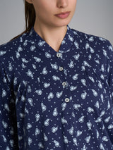 Camicia da notte con pieghe in Interlock di cotone 40-54 Blu Donna - Ragno