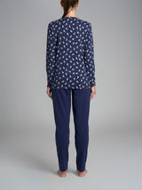 Pigiama aperto con dettagli in Interlock di cotone 40-54 Blu Donna - Ragno