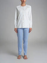 Pigiama aperto con dettagli in Interlock di cotone 56-60 Azzurri Donna - Ragno