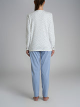 Pigiama aperto con dettagli in Interlock di cotone 56-60 Azzurri Donna - Ragno