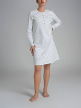 Camicia da notte con dettagli in Interlock di cotone 40-54 Azzurri Donna - Ragno