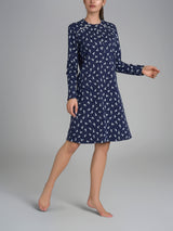 Camicia da notte con dettagli in Interlock di cotone 40-54 Blu Donna - Ragno