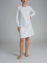 Camicia da notte con dettagli in Interlock di cotone 56-60 Azzurri Donna - Ragno
