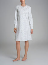 Camicia da notte aperta con dettagli in Interlock di cotone 40-54 Azzurri Donna - Ragno