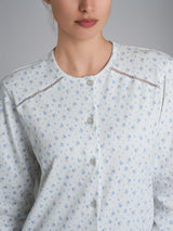 Camicia da notte aperta con dettagli in Interlock di cotone 40-54 Azzurri Donna - Ragno